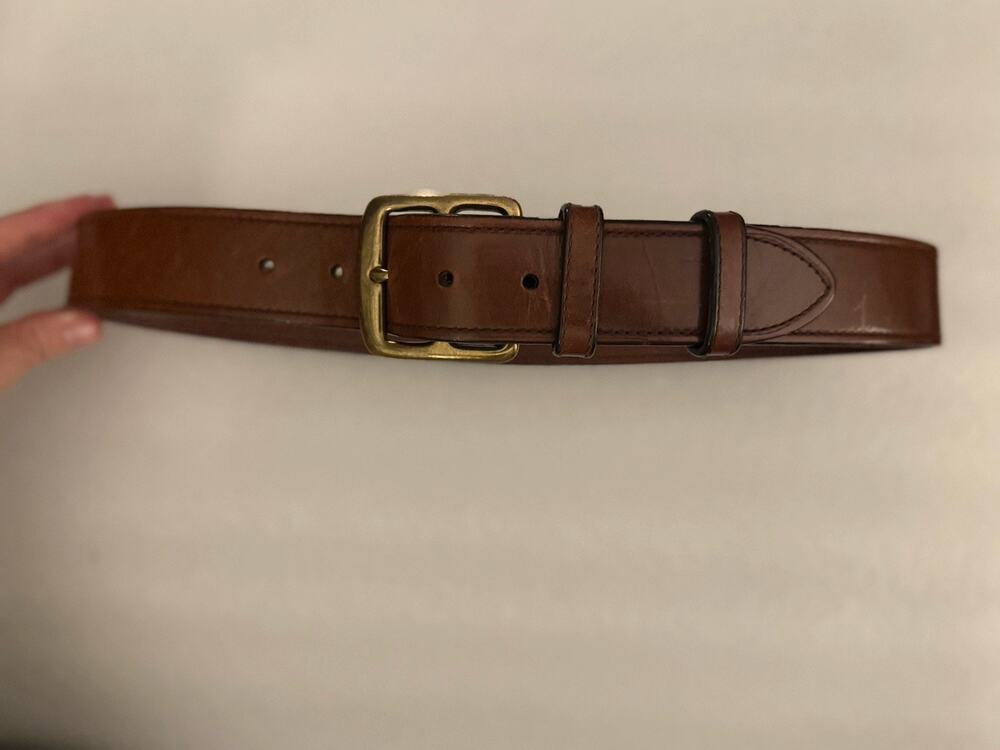 VTG Ralph Lauren Roller-buckle Brass Gold Brown Leather M